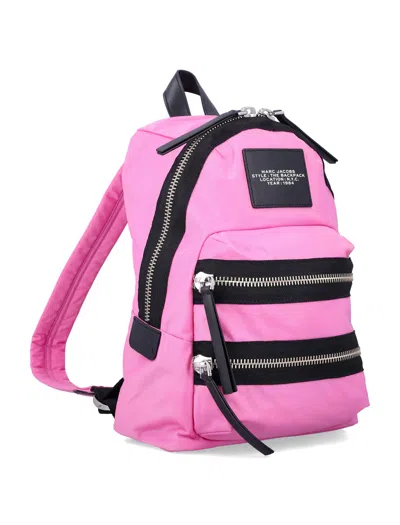 Marc Jacobs Medium Pink Nylon Backpack With Leather Accents In Pink