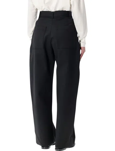 Studio Nicholson Doring Compact Viscose Pants With Belt In Black