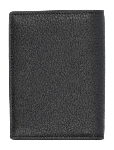 Saint Laurent Tiny Cassandre Credit Card Wallet In Brown