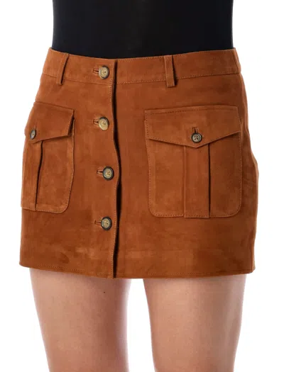The Garment Mini Suede Skirt With Pockets In Brown