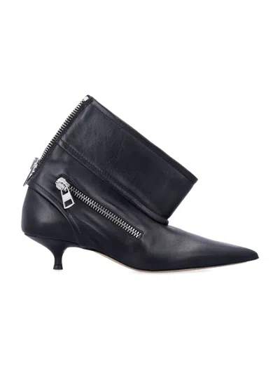 Jw Anderson J. W. Anderson Black Leather Biker Kitten Heel Ankle Boot In Black
