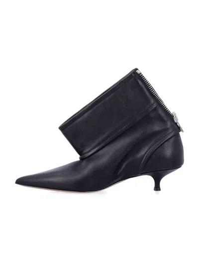 Jw Anderson J. W. Anderson Black Leather Biker Kitten Heel Ankle Boot In Black