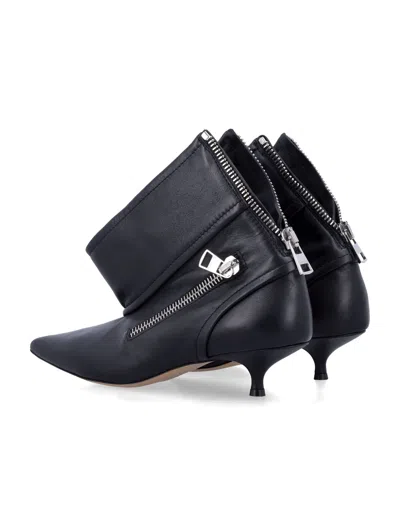 Jw Anderson J. W. Anderson Black Leather Biker Kitten Heel Ankle Boot In Black