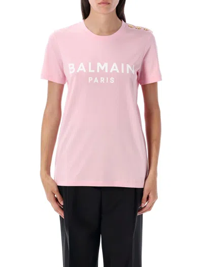 Balmain Printed Logo T-shirt In Pink