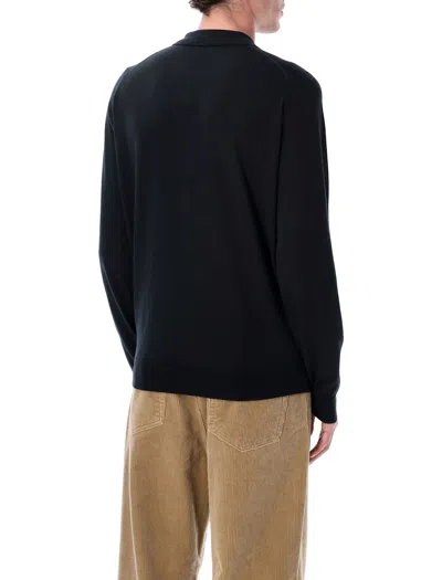 John Smedley Belper Extra Fine Merino Wool Polo Shirt In Black