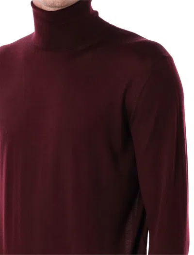 Saint Laurent Wool Turtleneck Sweater Long Sleeves In Burgundy