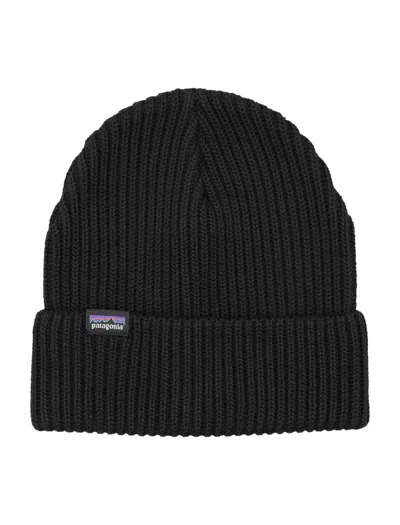 Patagonia Fisherman S Rolled Ribbed Beanie In Black