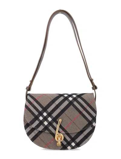 Burberry Compact Bridle Shoulder Bag With Adjustable Strap In Gray