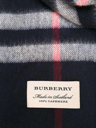 Shop Burberry The Classic Check Cashmere Scarf In Blue