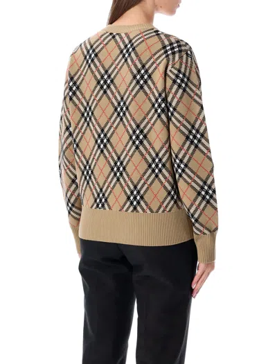 Burberry Diamond-pattern Crew Neck Wool Jumper In Neutral