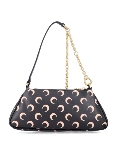 Marine Serre Crescent Moon Canvas Shoulder Bag In Black
