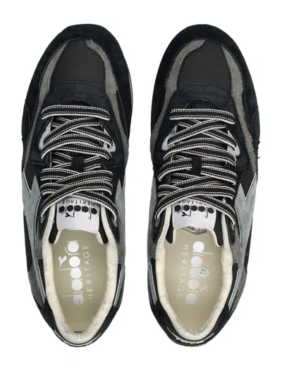 Diadora Heritage Equipe Revenge Used Sneakers In Suede With Vintage Effect In Black
