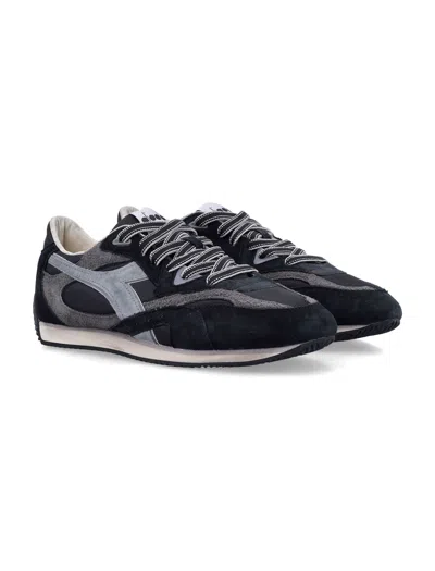 Diadora Heritage Equipe Revenge Used Sneakers In Suede With Vintage Effect In Black