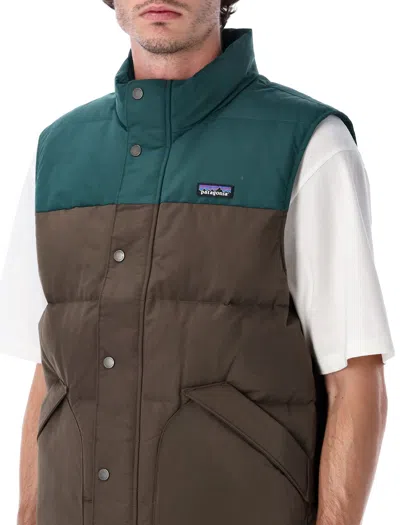 Patagonia Quilted Sleeveless High Collar Vest In Multi