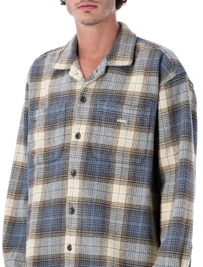 Obey Laurel Woven Cotton Plaid Shirt In Blue