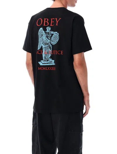 Obey Man T-shirt Black Size Xl Cotton In Black