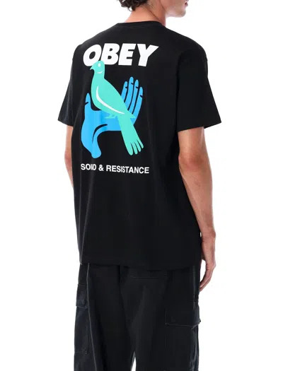 Obey Man T-shirt Black Size Xl Cotton In Black