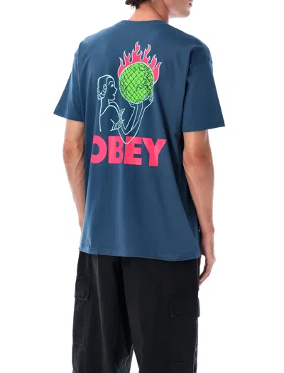 Obey Peace Target Graphic T-shirt In Blue
