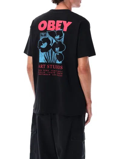 Obey Man T-shirt Black Size Xl Cotton In Black