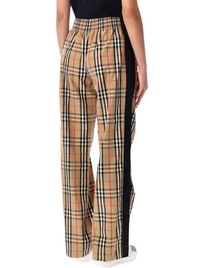 Burberry Checked Pattern Wide Leg Trousers In Brown