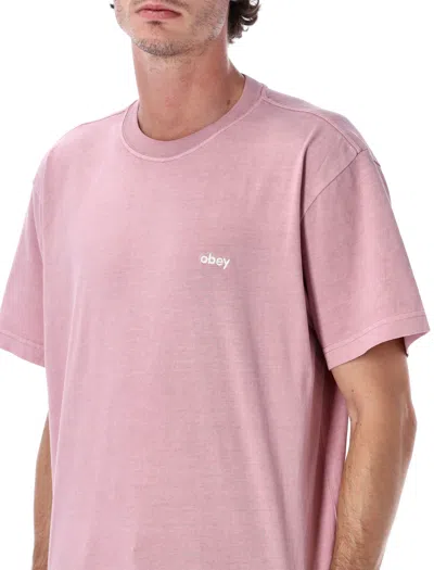 Obey Lowercase Pigment Dyed Cotton T-shirt In Purple