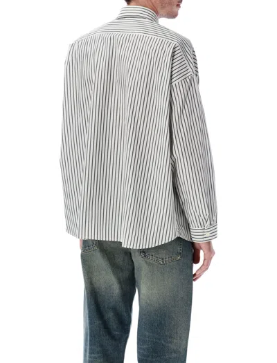 Sunflower Vertical Striped Charcoal Shirt With Classic Collar And Buttoned Cuffs In Gray