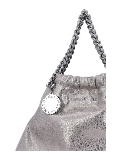Stella Mccartney Falabella Mini Drawstring Bag Eco Shiny In Gray