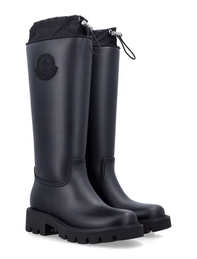 Moncler Rubber Kickstream Boots With Drawstring In Black