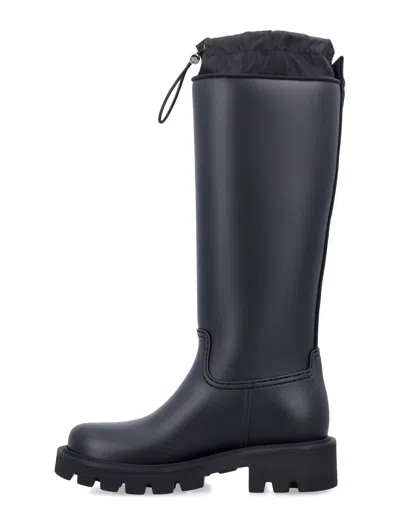 Moncler Rubber Kickstream Boots With Drawstring In Black