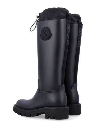 Moncler Rubber Kickstream Boots With Drawstring In Black