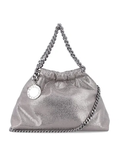 Stella Mccartney Falabella Mini Drawstring Bag Eco Shiny In Gray