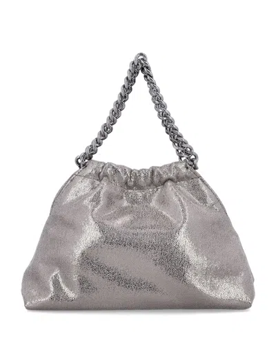 Stella Mccartney Falabella Mini Drawstring Bag Eco Shiny In Gray