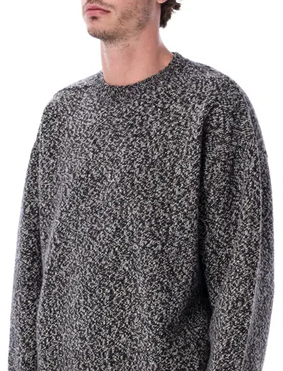 Studio Nicholson Textured Multicolour Sweater With Dynamic Pattern In Gray
