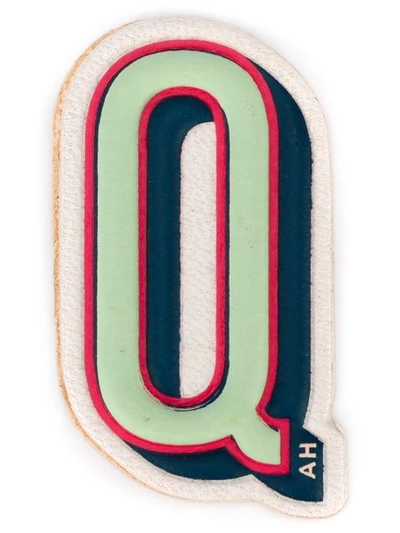 Anya Hindmarch X Chaos Fashion 'q' Alphabet Leather Sticker In Blue/green