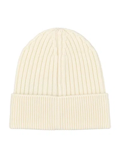Moncler Rib Knit Wool Beanie  Grenoble In White