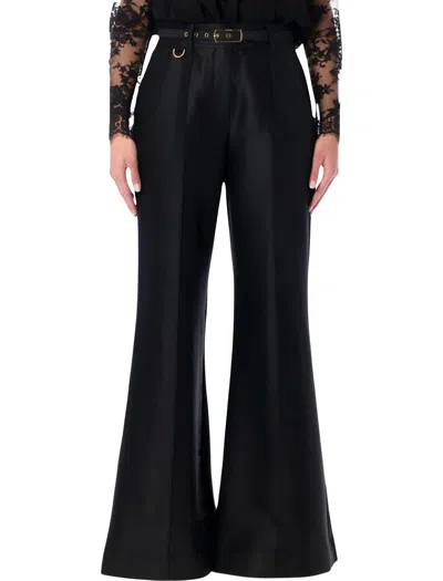 Zimmermann Pantalone A Zampa Hypnotic In Misto Lana Nera Donna In Black