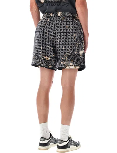 Amiri Bleach Bandana Silk Shorts In Black