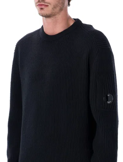 C.p. Company Premium Wool Blend Crew Neck Sweater In Black