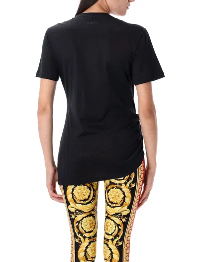 Versace Safety Pin Draped T-shirt In Black