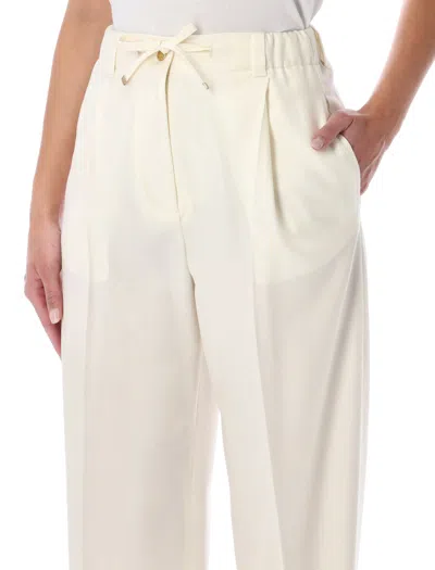 Moncler Wool Gabardine Tailored Trousers In White