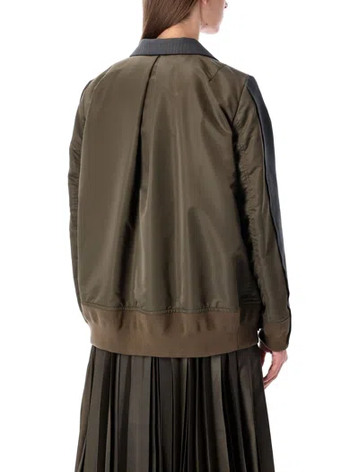 Sacai Double-breasted Wool And Nylon Blazer In Gray