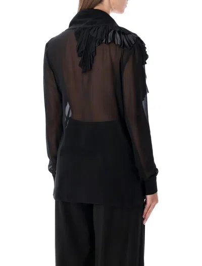 Alberta Ferretti Silk Georgette Blouse With Ruffles In Black