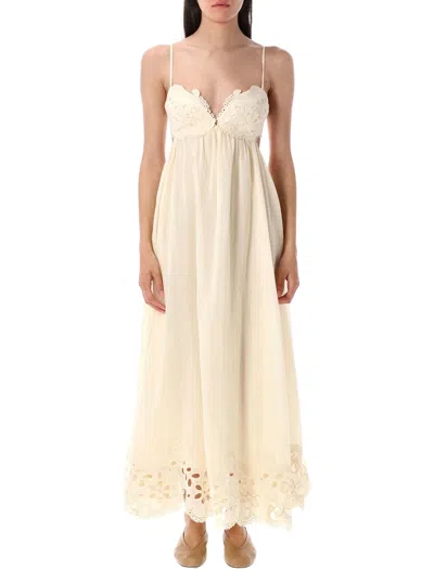 Zimmermann Embroidered Dress Coco In Neutral