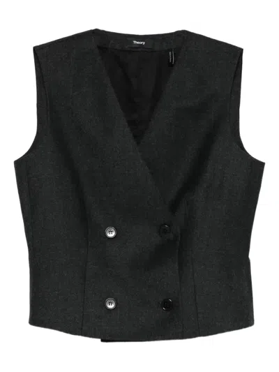 Theory Double-breasted Waistcoat In Black
