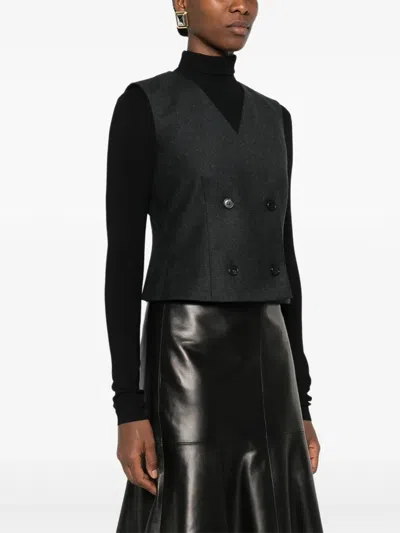 Theory Double-breasted Waistcoat In Black