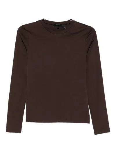 Theory Long-sleeve T-shirt In Brown