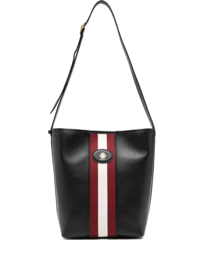 Bally Stripe-detail Shoulder Bag In Black