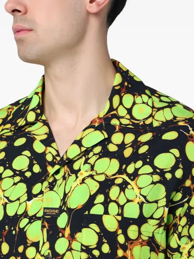 Martine Rose Green Bowling Shirt With Abstract Pattern In Brown