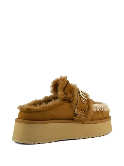 Mou Clogs Mit Plateau-logo 4mm In Brown