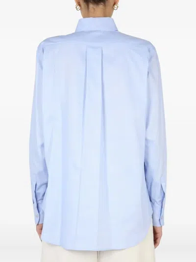 Ballantyne Button-down Shirt With Pleated Back And Curved Hem In Blue